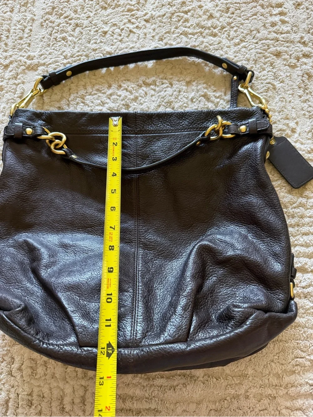 Coach Brooke Hobo bag dark brown pebbled leather